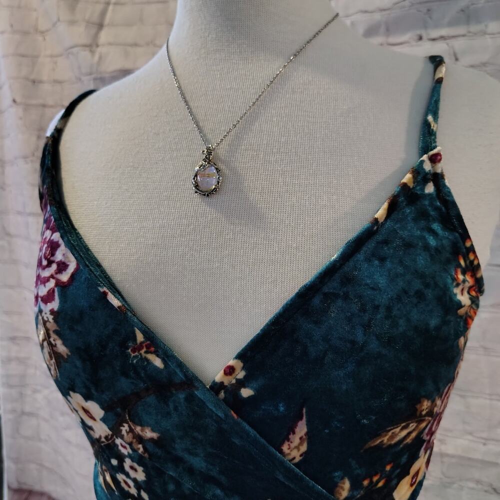 Dress Love Fire Green velvet floral print size Small Junior - Picture 2 of 5